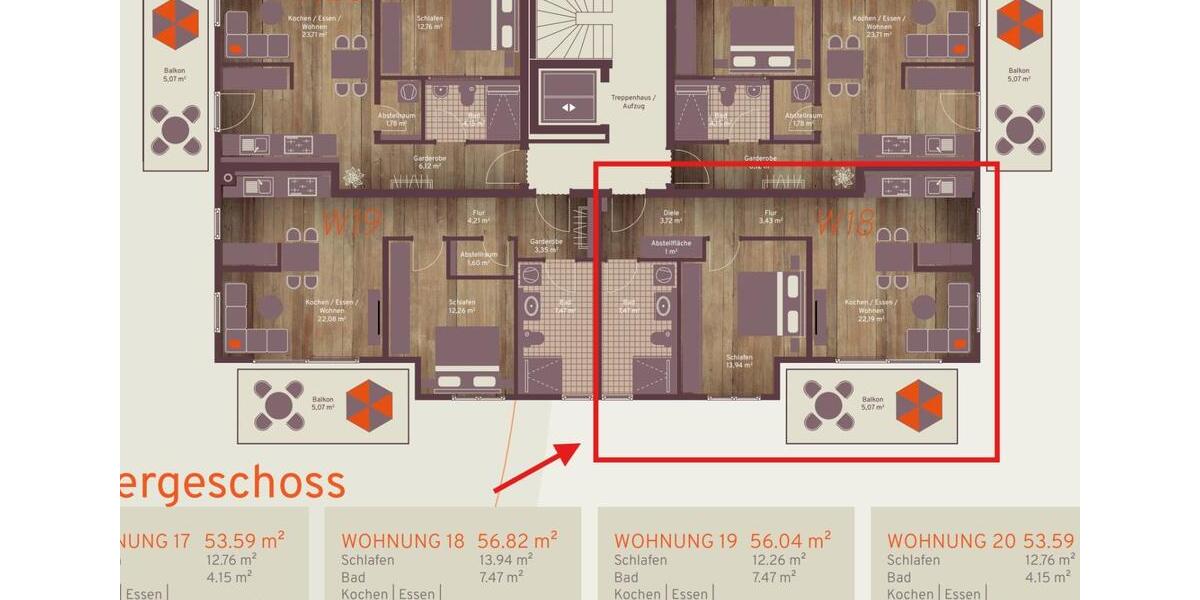 Etagenwohnung Neumarkt in der Oberpfalz Altenhof - 2 Zimmer, 57 m&sup2;, 835&euro; | Angebot:25968135