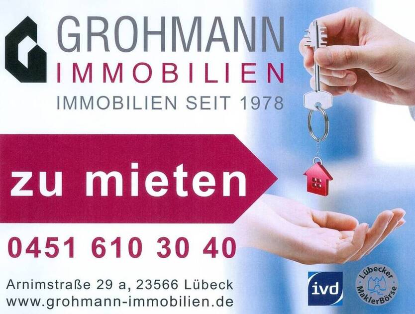 Nähe Uni: Zentrale 1 Zimmer-Wohnung mit Balkon in 23562 Lübeck - St. Jürgen, Ratzeburger Allee