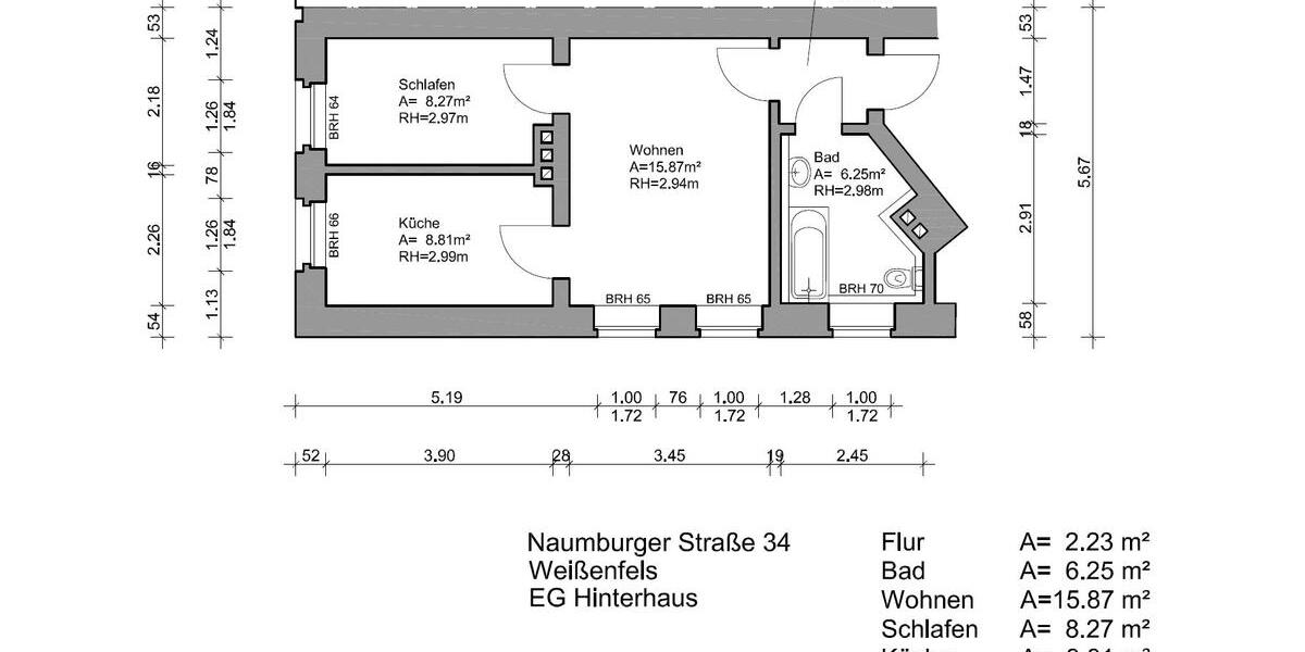 Erdgeschoßwohnung Weißenfels - 2 Zimmer, 41 m&sup2;, 280&euro; | Angebot:26545361