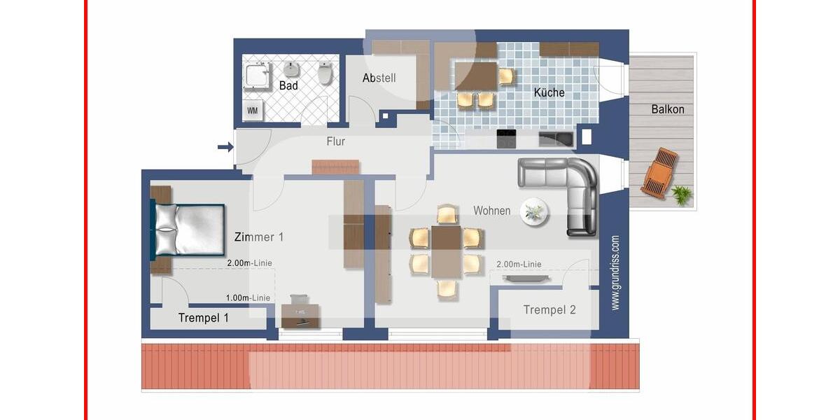 Dachgeschoßwohnung Görwihl - 2.5 Zimmer, 92 m&sup2;, 823&euro; | Angebot:22789626