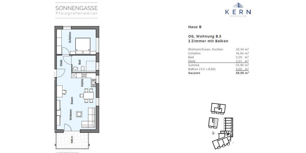 Etagenwohnung Pfalzgrafenweiler - 2 Zimmer, 59 m&sup2;, 698&euro; | Angebot:25867103