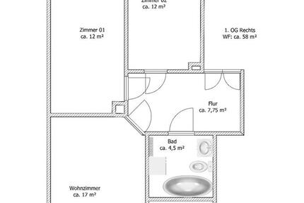 Wohnung Mittweida - 3 Zimmer, 58 m&sup2;, 320&euro; | Angebot:27630266