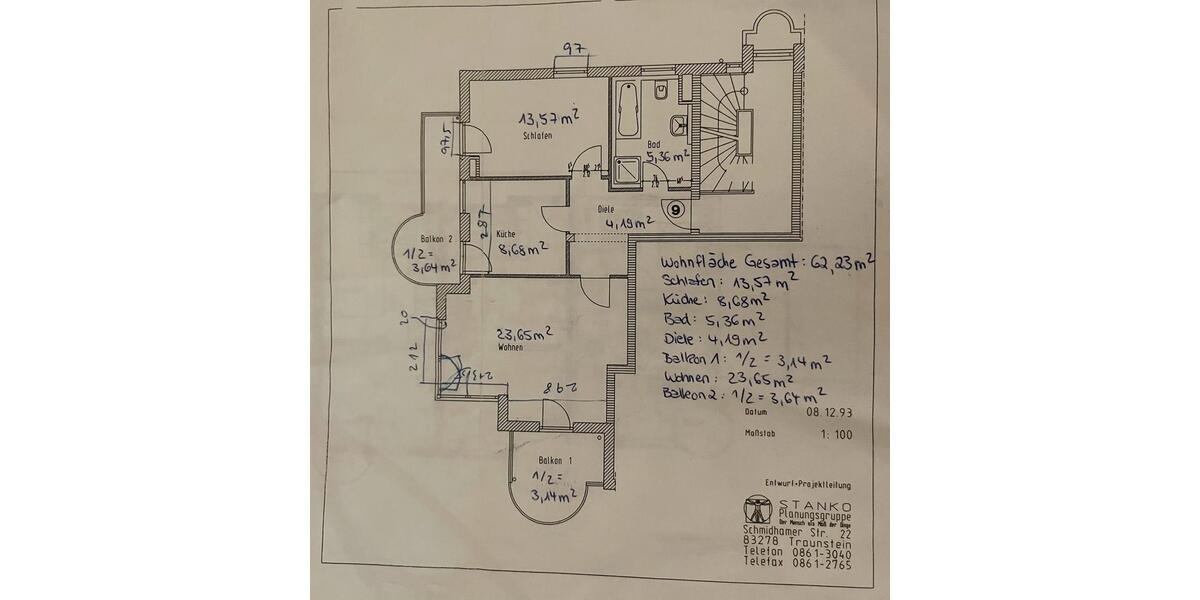 Etagenwohnung Traunreut Irsing - 2 Zimmer, 62 m&sup2;, 950&euro; | Angebot:24962140