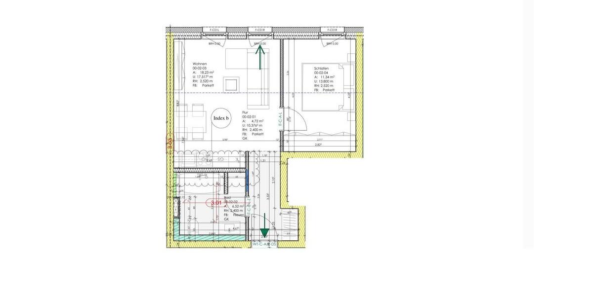 Erdgeschoßwohnung Leipzig Altwest - 2 Zimmer, 49 m&sup2;, 665&euro; | Angebot:26020233