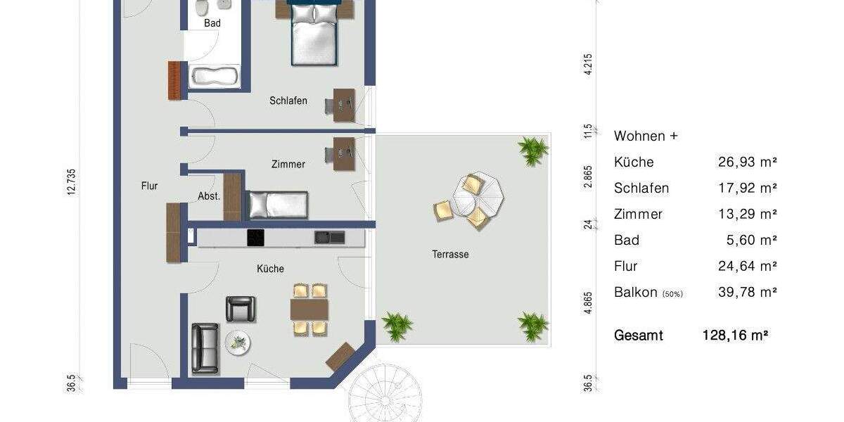 Etagenwohnung Mannheim Quadrate - 3 Zimmer, 128 m&sup2;, 1.700&euro; | Angebot:25668087