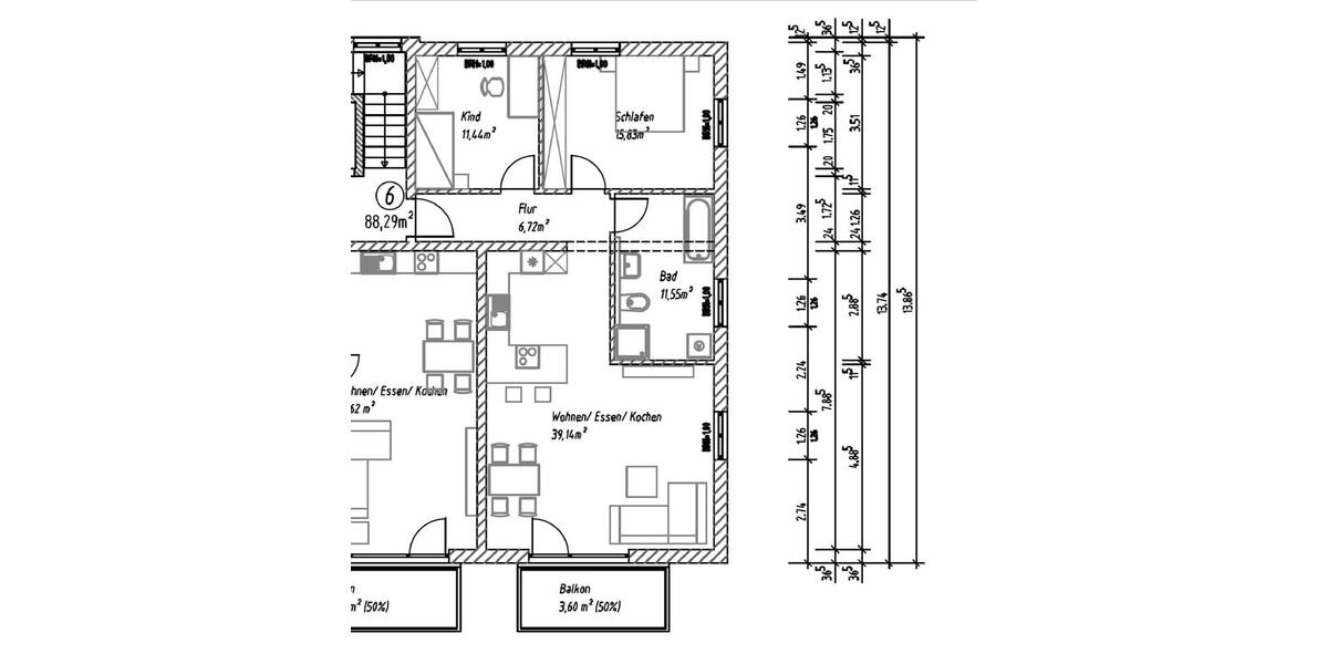 Dachgeschoßwohnung Unterdietfurt - 3 Zimmer, 90 m&sup2;, 1.000&euro; | Angebot:24678585