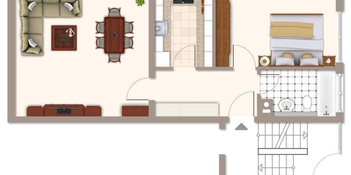 Etagenwohnung Au am Rhein - 2 Zimmer, 65 m&sup2;, 650&euro; | Angebot:26540078