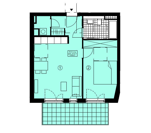 Terrassenwohnung Hamburg Lurup - 2 Zimmer, 57 m&sup2;, 940&euro; | Angebot:26187811