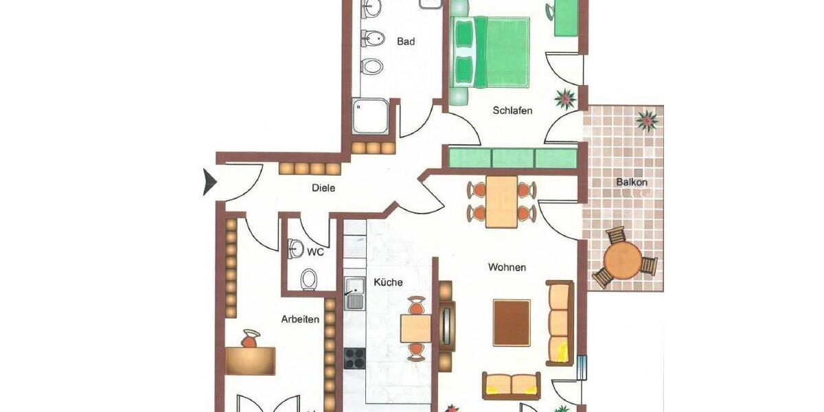 Etagenwohnung Ansbach - 3 Zimmer, 95 m&sup2;, 990&euro; | Angebot:25374536