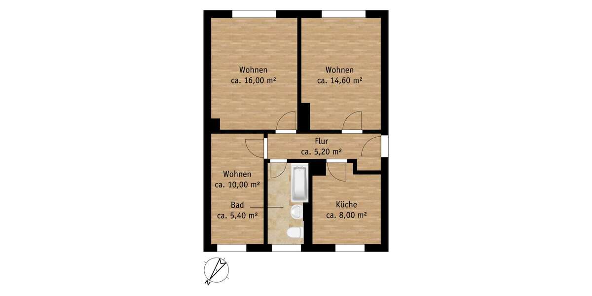 Etagenwohnung Pirna Neundorf - 3 Zimmer, 59 m&sup2;, 391&euro; | Angebot:27176371