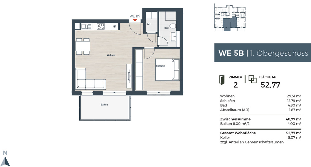 Etagenwohnung Erlangen Dechsendorf - 2 Zimmer, 52 m&sup2;, 845&euro; | Angebot:24915251