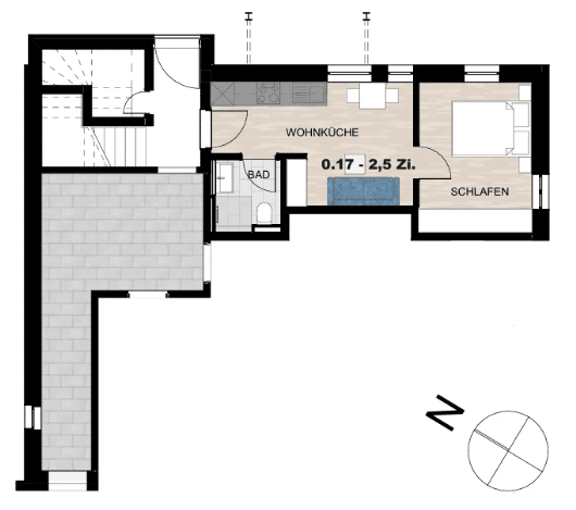 Etagenwohnung Tuttlingen - 2 Zimmer, 28 m&sup2;, 385&euro; | Angebot:26568772