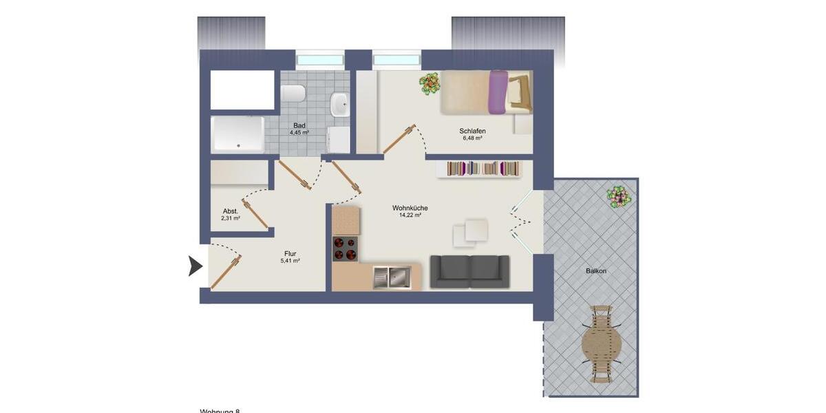 Dachgeschoßwohnung Diepholz - 2 Zimmer, 33 m&sup2;, 530&euro; | Angebot:25220668