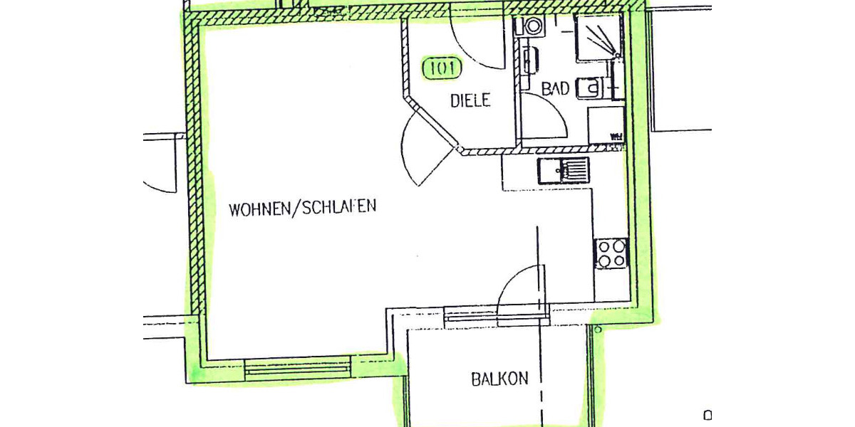 Etagenwohnung Dippoldiswalde - 1 Zimmer, 38 m&sup2;, 339&euro; | Angebot:26630150