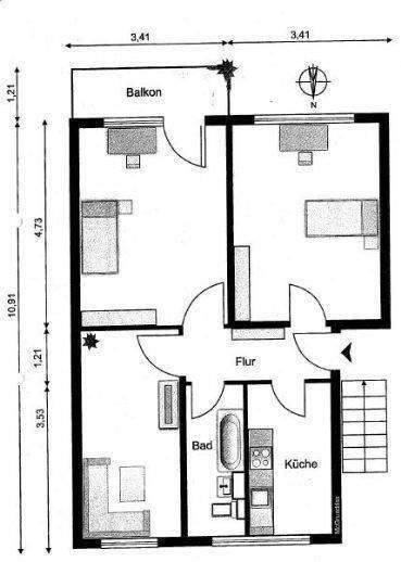 Etagenwohnung Jüterbog - 3 Zimmer, 60 m&sup2;, 498&euro; | Angebot:24915038