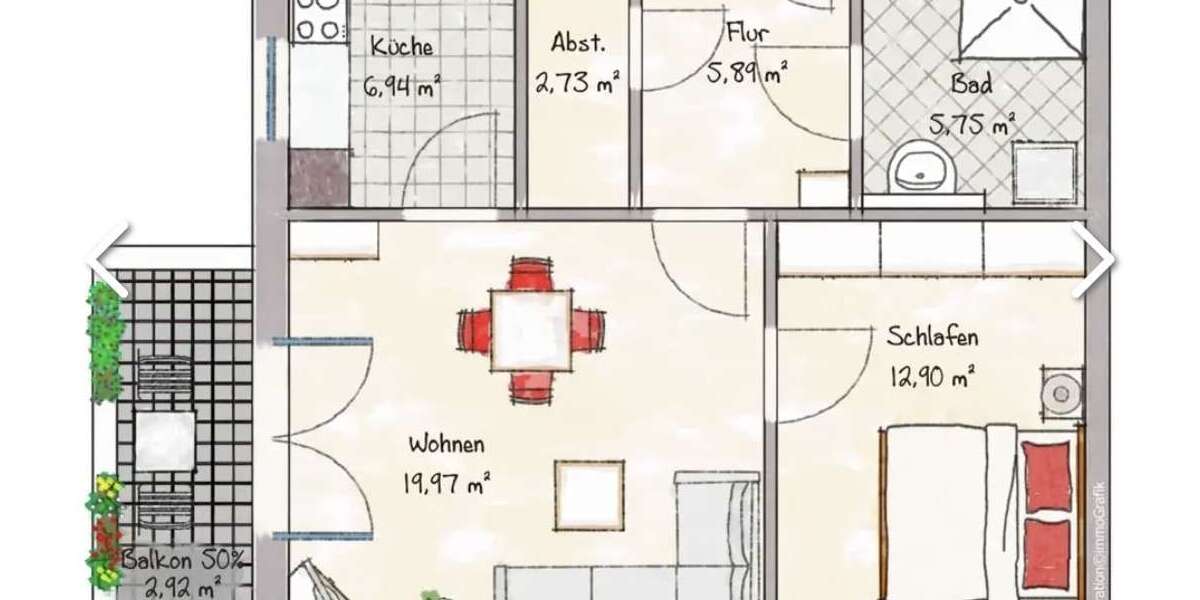 Etagenwohnung Limburg Lindenholzhausen - 2 Zimmer, 56 m&sup2;, 620&euro; | Angebot:27167067