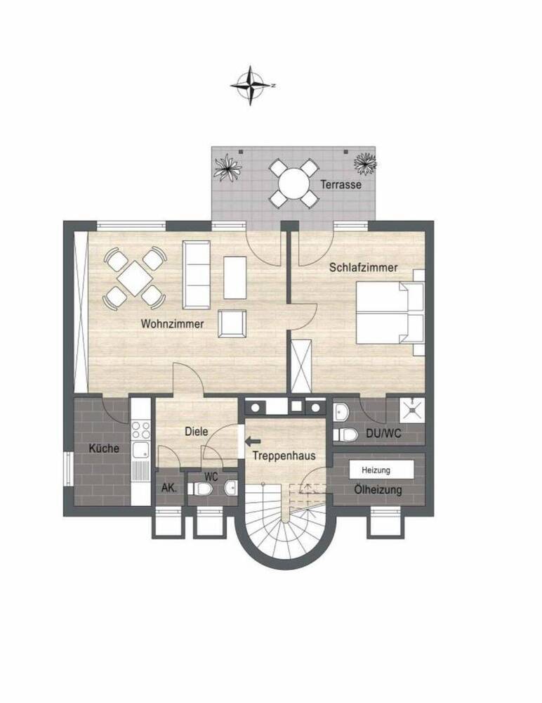Stilvoll möblierte 2 Zimmerwohnung mit Garten und Terrasse