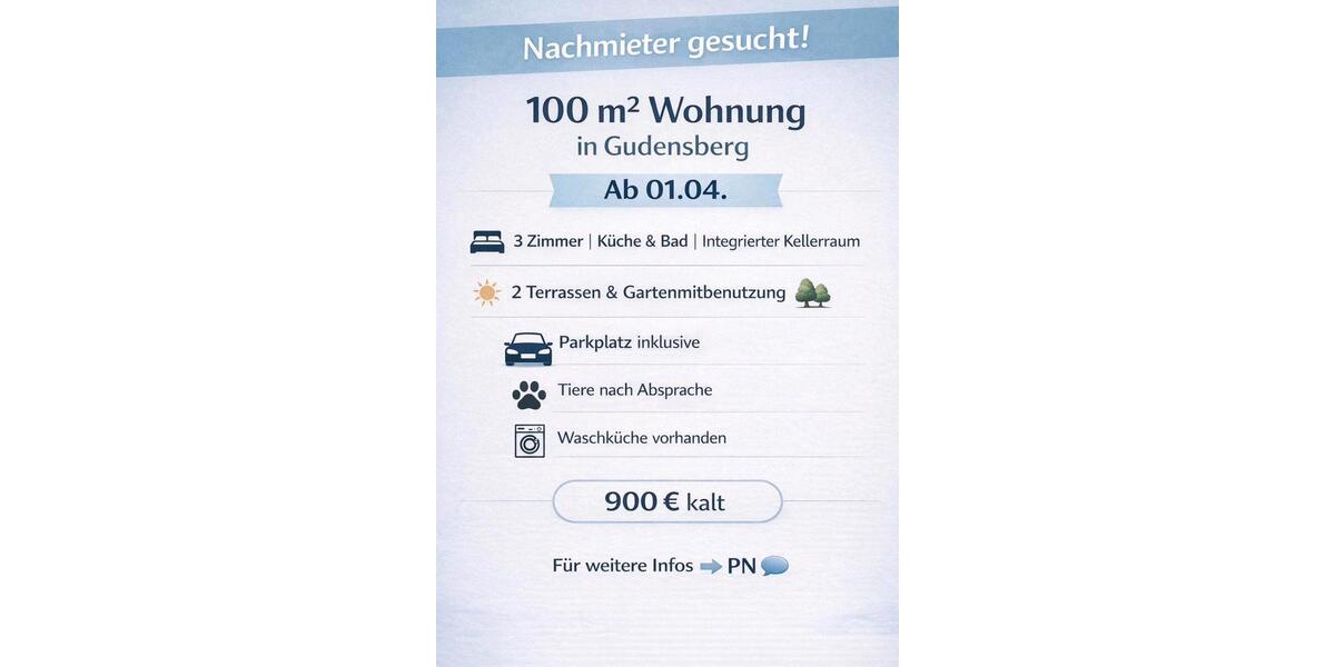 Erdgeschoßwohnung Gudensberg - 3 Zimmer, 100 m&sup2;, 900&euro; | Angebot:25222676