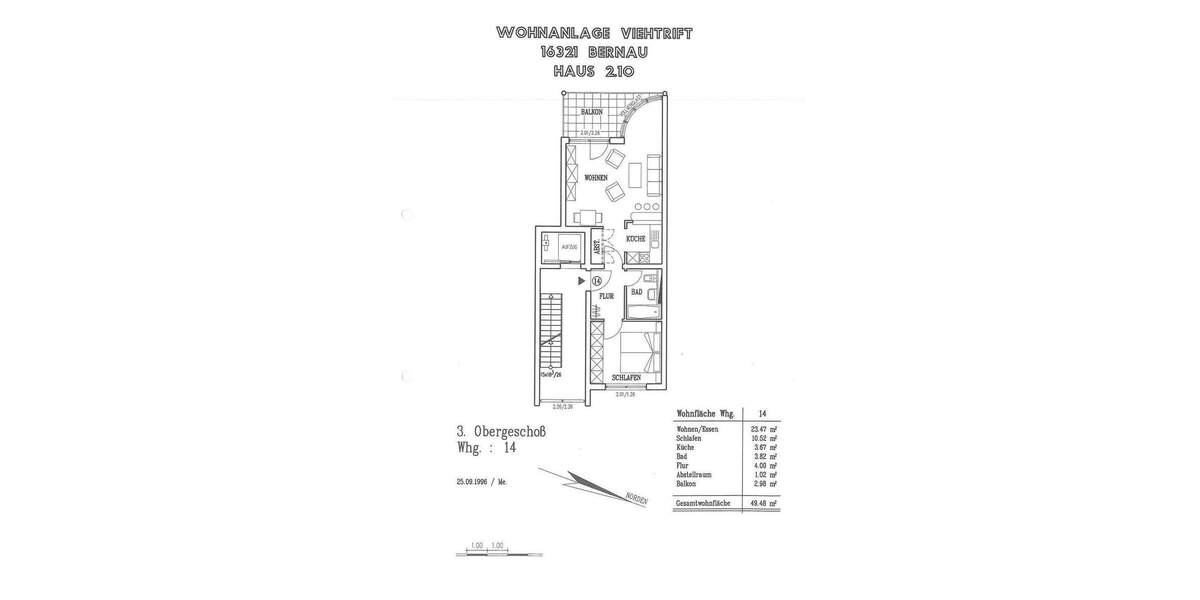 Etagenwohnung Bernau - 2 Zimmer, 49 m&sup2;, 595&euro; | Angebot:25139288