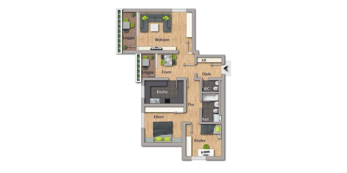 Etagenwohnung Nürnberg Gartenstadt - 3 Zimmer, 89 m&sup2;, 960&euro; | Angebot:26080378
