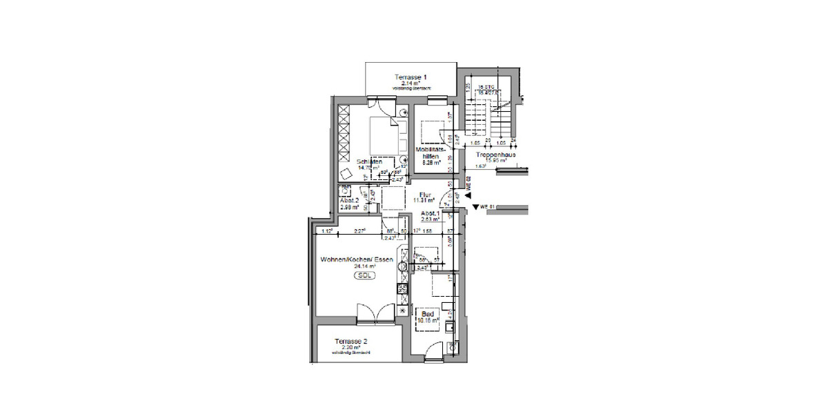 Erdgeschoßwohnung Schwerin Gartenstadt - 2 Zimmer, 70 m&sup2;, 735&euro; | Angebot:24534447