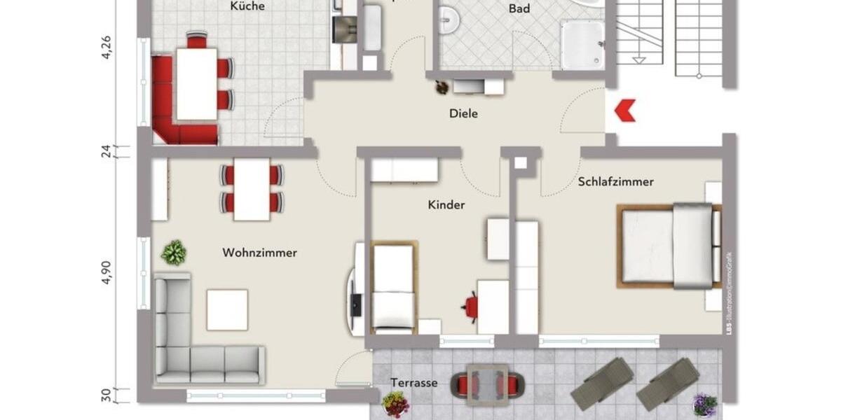 Erdgeschoßwohnung Markt Erlbach - 4 Zimmer, 82 m&sup2;, 950&euro; | Angebot:26398514
