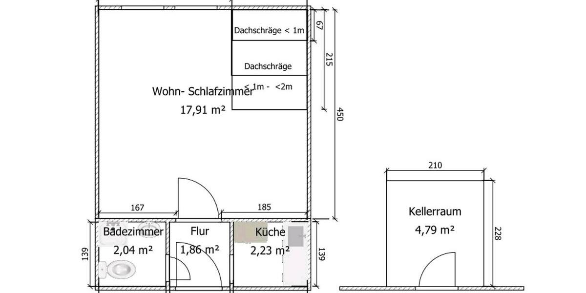 Etagenwohnung Bremen Blumenthal - 1 Zimmer, 25 m&sup2;, 500&euro; | Angebot:24468776