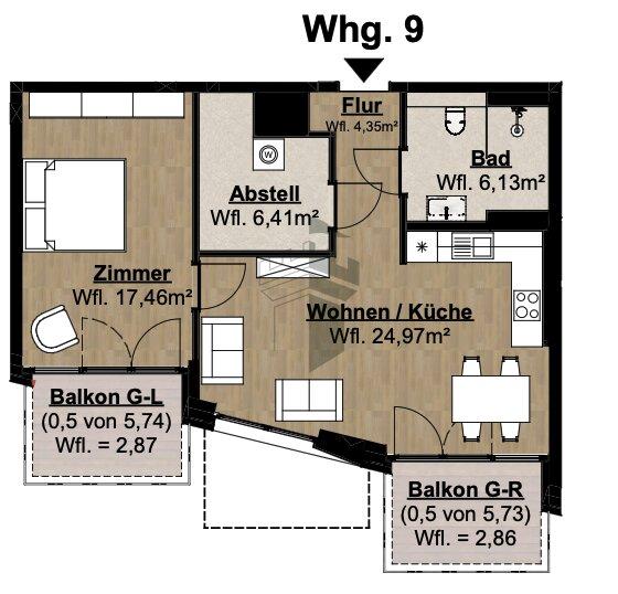 Etagenwohnung Lingen (Ems) - 2 Zimmer, 65 m&sup2;, 905&euro; | Angebot:25977928