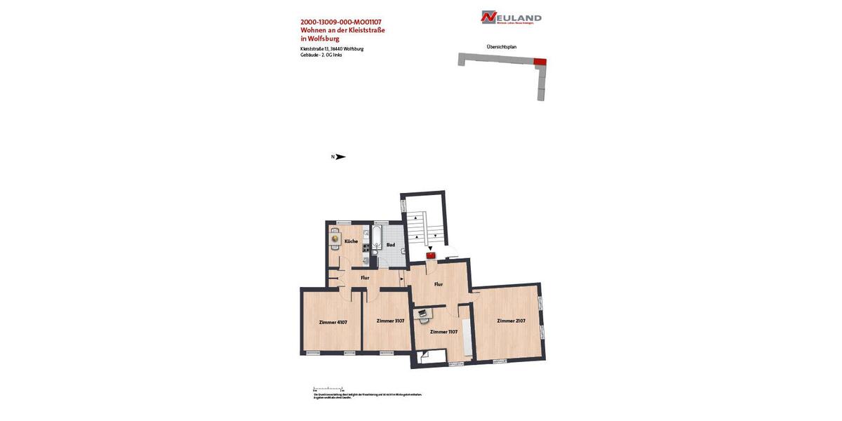 Etagenwohnung Wolfsburg - 1 Zimmer, 24 m&sup2;, 169&euro; | Angebot:26545435