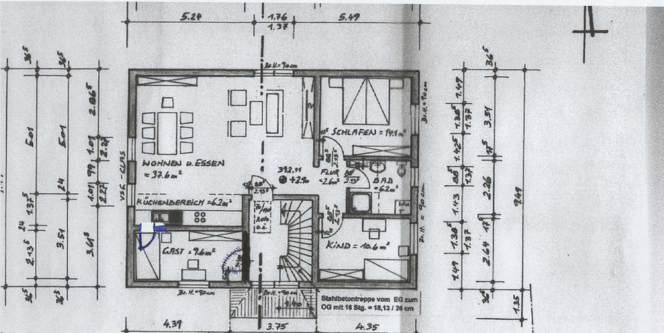 Etagenwohnung Kalbach - 4 Zimmer, 91 m&sup2;, 870&euro; | Angebot:24454775
