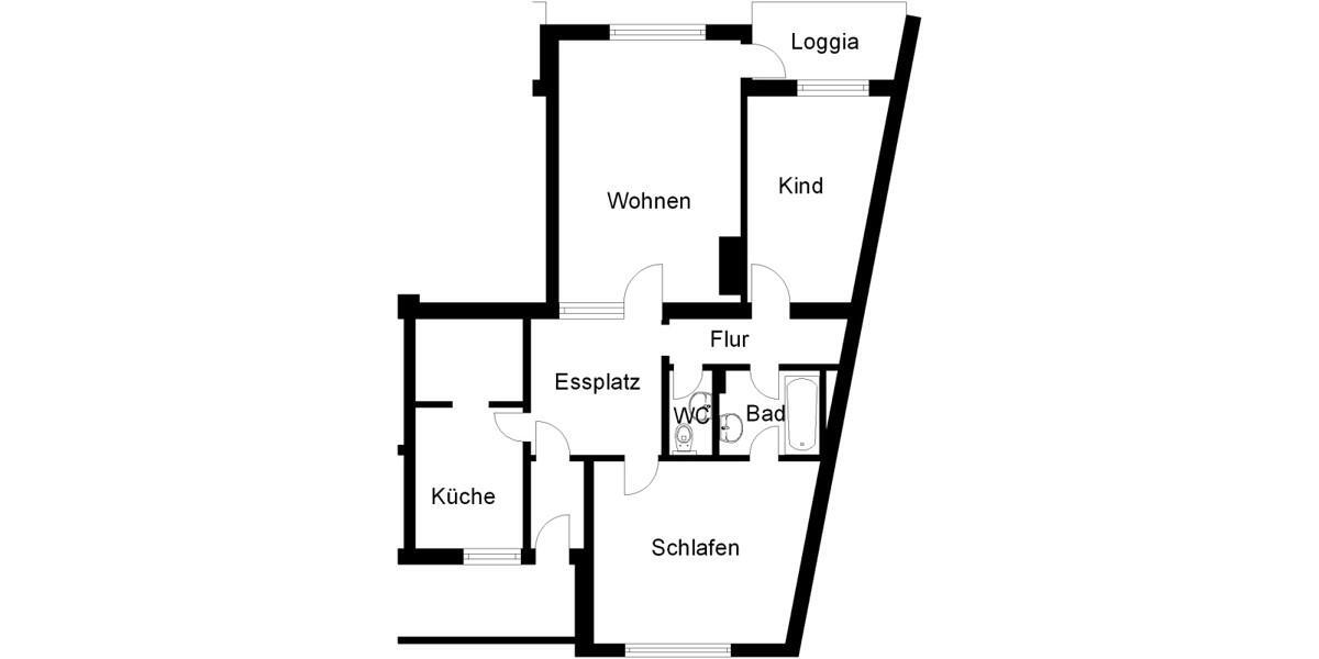Etagenwohnung Osnabrück Nahne - 3.5 Zimmer, 79 m&sup2;, 681&euro; | Angebot:26641662