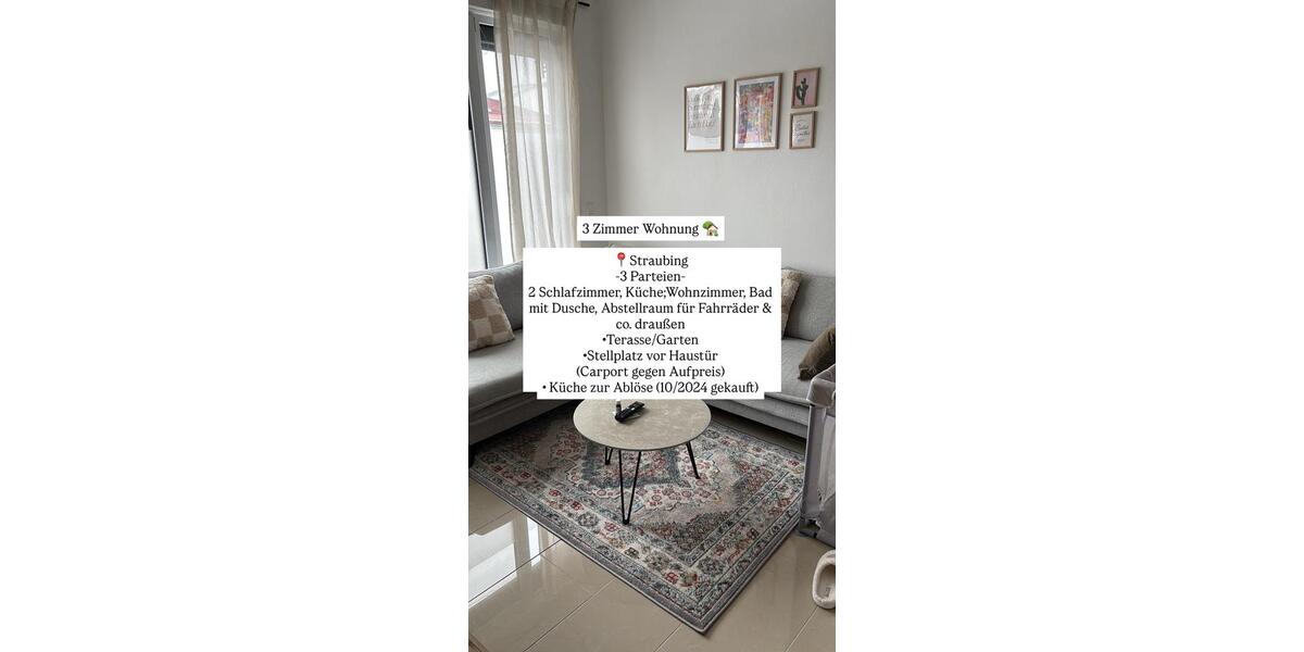 Erdgeschoßwohnung Straubing - 3 Zimmer, 67 m&sup2;, 660&euro; | Angebot:25263438