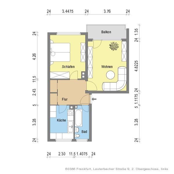 Sanierte 2 Zimmerwohnung mit Balkon und Tageslichtbad zimmer