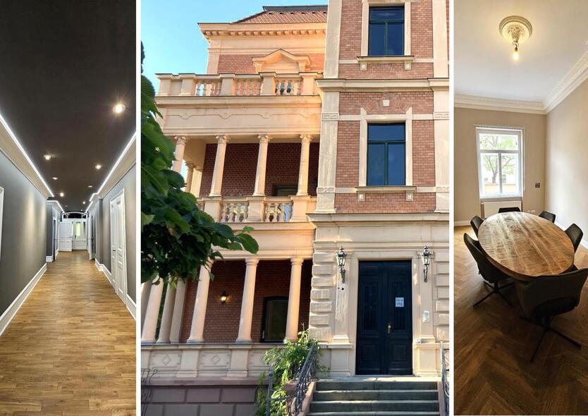 Repräsentative Büro-Praxisfläche in einer sanierten Villa, 7 Räume, EBK + gr. Balkon