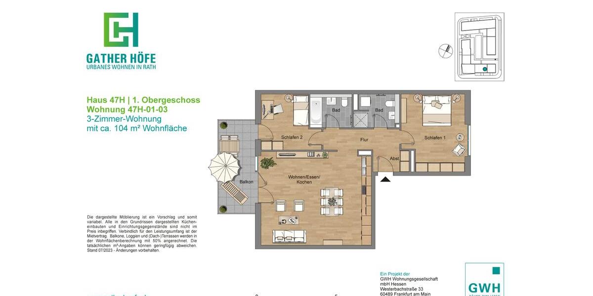Etagenwohnung Düsseldorf Stadtbezirk 6 - 3 Zimmer, 97 m&sup2;, 1.588&euro; | Angebot:25222343