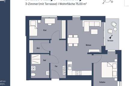 Wohnung Jade - 3 Zimmer, 75 m&sup2;, 548&euro; | Angebot:25565752