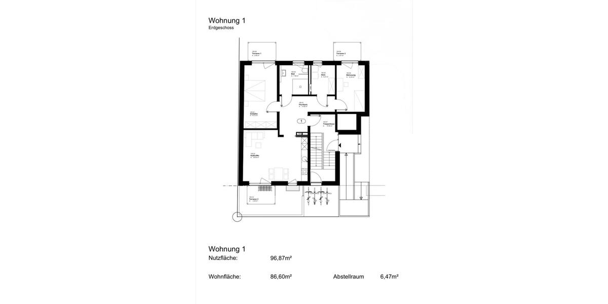 Erdgeschoßwohnung Osnabrück Eversburg - 3 Zimmer, 87 m&sup2;, 1.200&euro; | Angebot:26021963