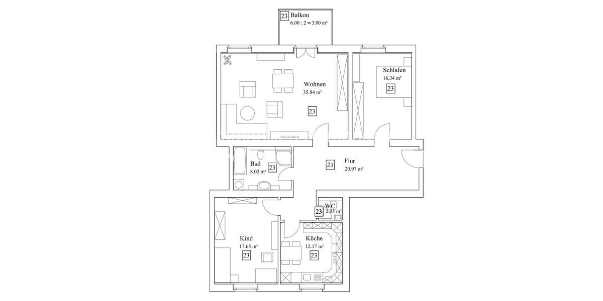 Etagenwohnung Grasleben - 3 Zimmer, 116 m&sup2;, 789&euro; | Angebot:25606947