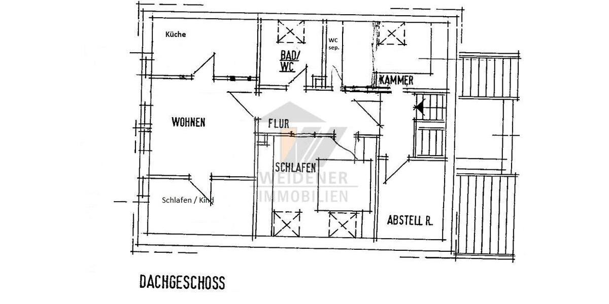 Dachgeschoßwohnung Weida - 3 Zimmer, 49 m&sup2;, 295&euro; | Angebot:24676440
