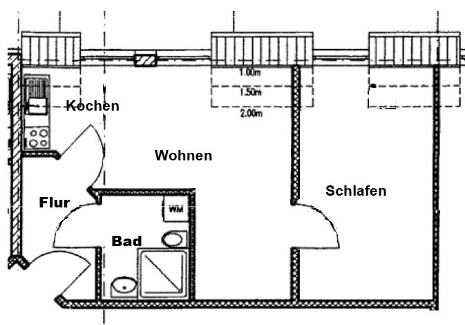 Etagenwohnung Machern - 2 Zimmer, 46 m&sup2;, 400&euro; | Angebot:25852911