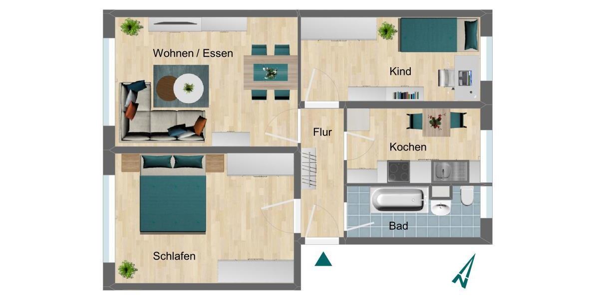 Etagenwohnung Triptis - 3 Zimmer, 59 m&sup2;, 320&euro; | Angebot:25818885