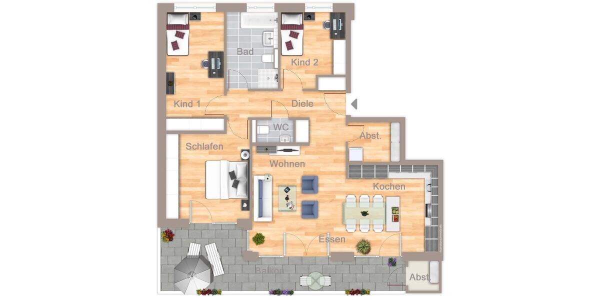 Etagenwohnung Leichlingen (Rheinland) - 4 Zimmer, 112 m&sup2;, 1.555&euro; | Angebot:26565261