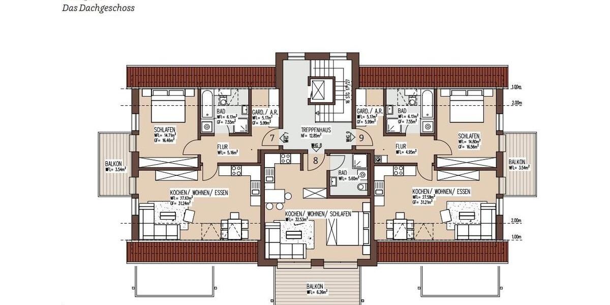Dachgeschoßwohnung Wassertrüdingen - 1 Zimmer, 44 m&sup2;, 500&euro; | Angebot:25994494
