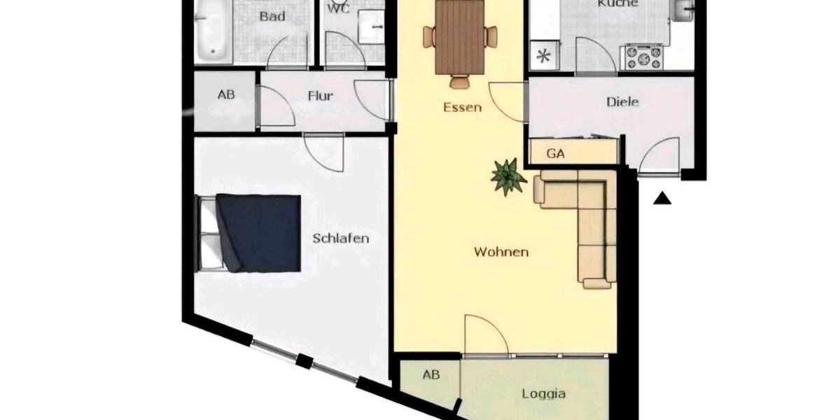 Etagenwohnung Düsseldorf Stadtbezirk 8 - 2 Zimmer, 70 m&sup2;, 1.250&euro; | Angebot:26652592