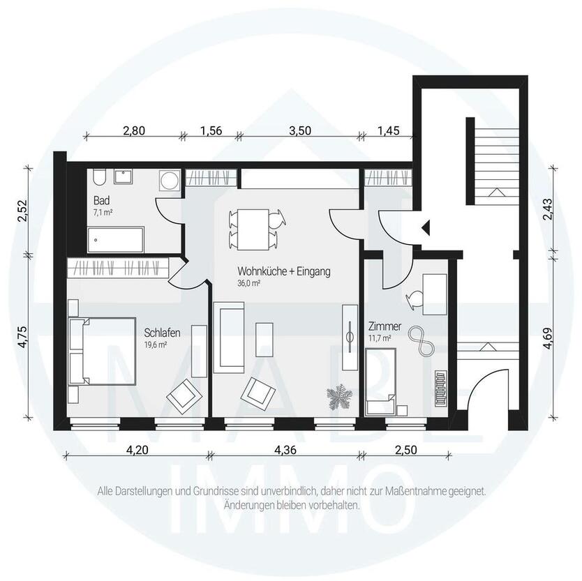 gemütliche 3-Raum-Wohnung im EG