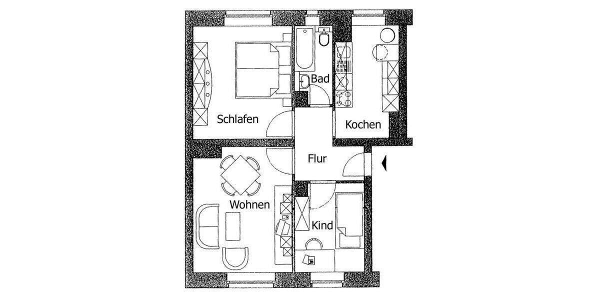 Etagenwohnung Schkeuditz Altscherbitz - 3 Zimmer, 54 m&sup2;, 486&euro; | Angebot:25862350