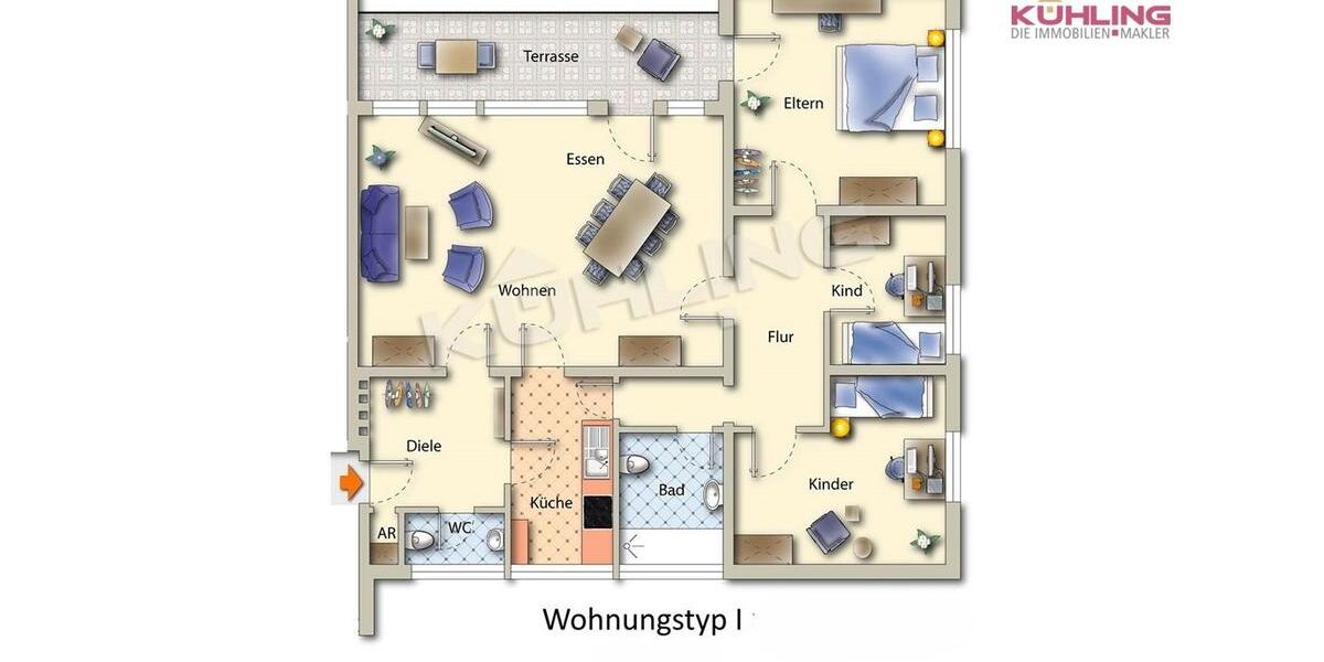 Etagenwohnung Diepholz - 4 Zimmer, 108 m&sup2;, 850&euro; | Angebot:23432493
