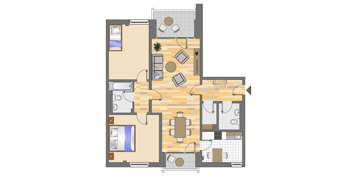 Etagenwohnung Düsseldorf Stadtbezirk 9 - 3 Zimmer, 81 m&sup2;, 936&euro; | Angebot:26729452