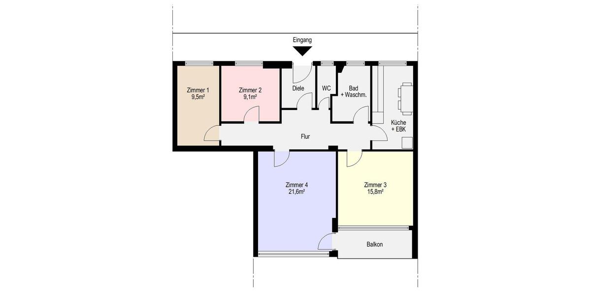 Etagenwohnung Ansbach - 4 Zimmer, 90 m&sup2;, 380&euro; | Angebot:26125900