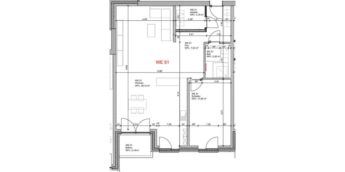 Etagenwohnung Osnabrück Eversburg - 2 Zimmer, 94 m&sup2;, 1.360&euro; | Angebot:26478282